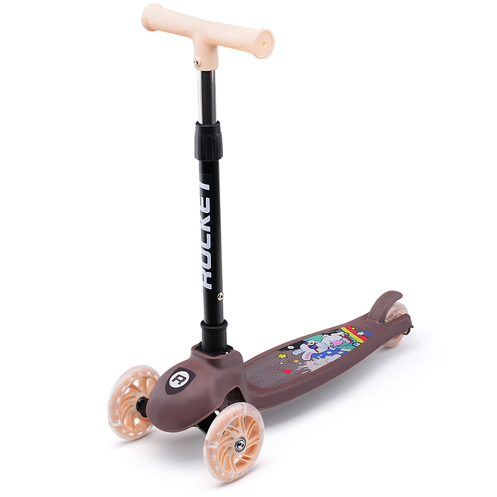 Самокат 3-х кол. Rocket колёса PU коричневый