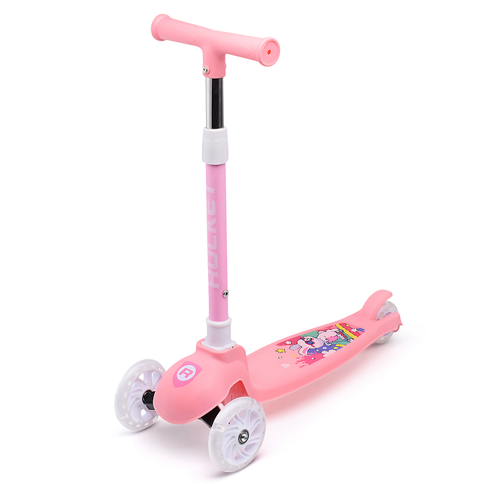 Самокат 3-х кол. Rocket колёса PU розовый