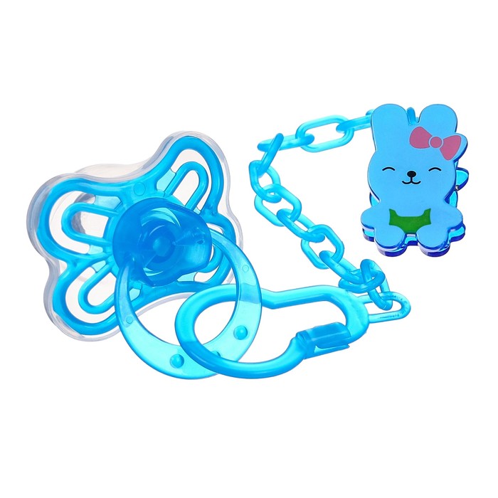 Соска - пустышка силиконовая классическая Крошка Я Зайка 6+ мес с колпачком голуб