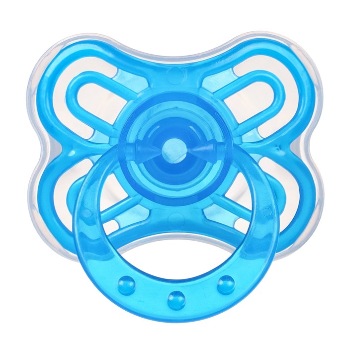 Соска - пустышка силиконовая классическая Крошка Я Зайка 6+ мес с колпачком голуб