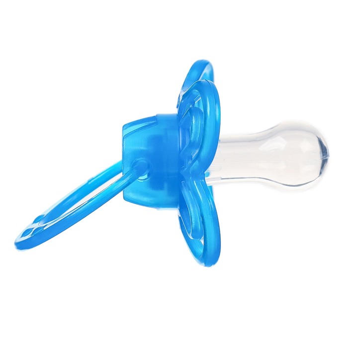 Соска - пустышка силиконовая классическая Крошка Я Зайка 6+ мес с колпачком голуб