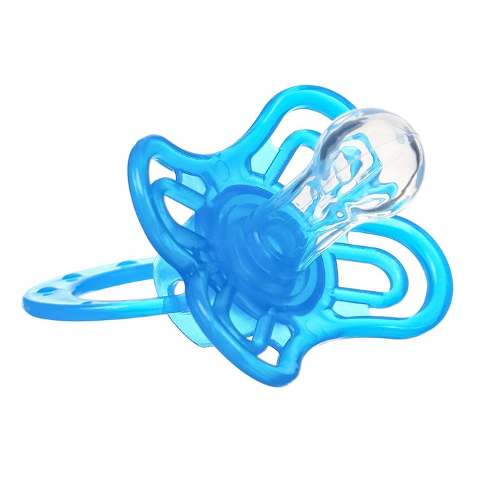 Соска - пустышка силиконовая классическая Крошка Я Зайка 6+ мес с колпачком голуб