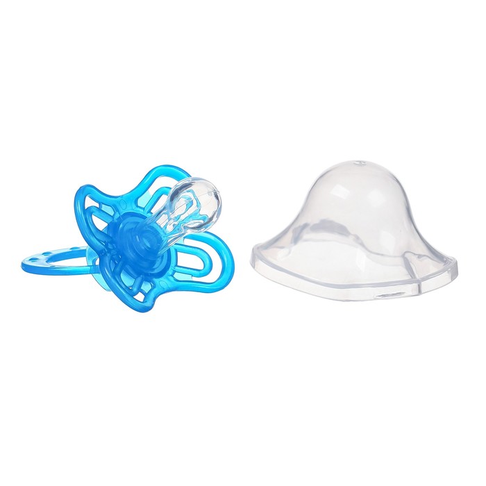 Соска - пустышка силиконовая классическая Крошка Я Зайка 6+ мес с колпачком голуб