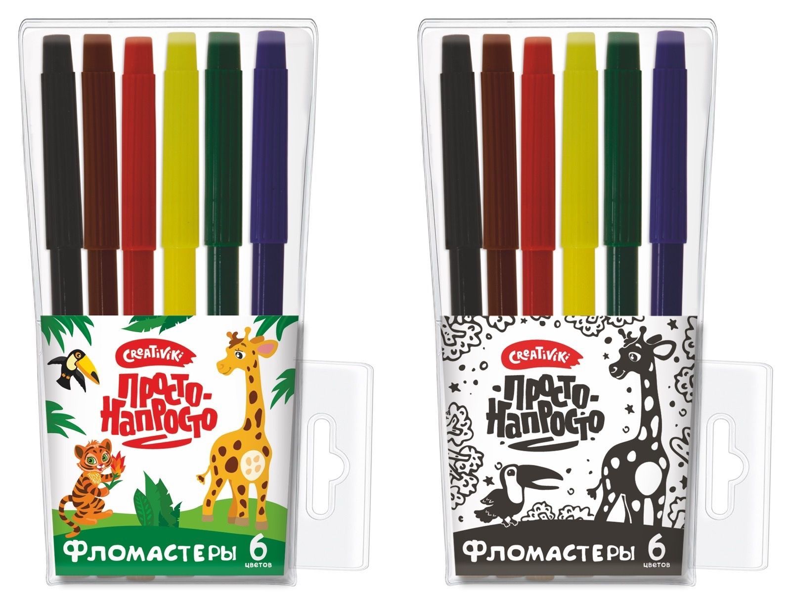 Фломастеры 6 цв. Creativiki Просто классические кругл. корп. стандартные ПВХ чехол