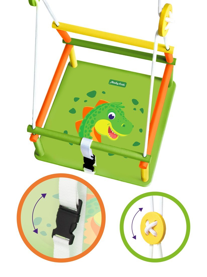 Качели детские деревянные с рисунком Moby Kids Комета Дино