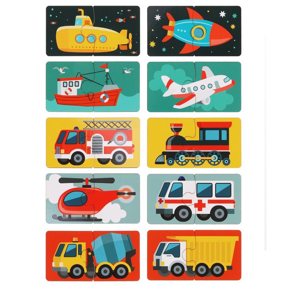 Пазлы Изучаем транспорт для малышей 10 картинок, 20 крупн. деталей