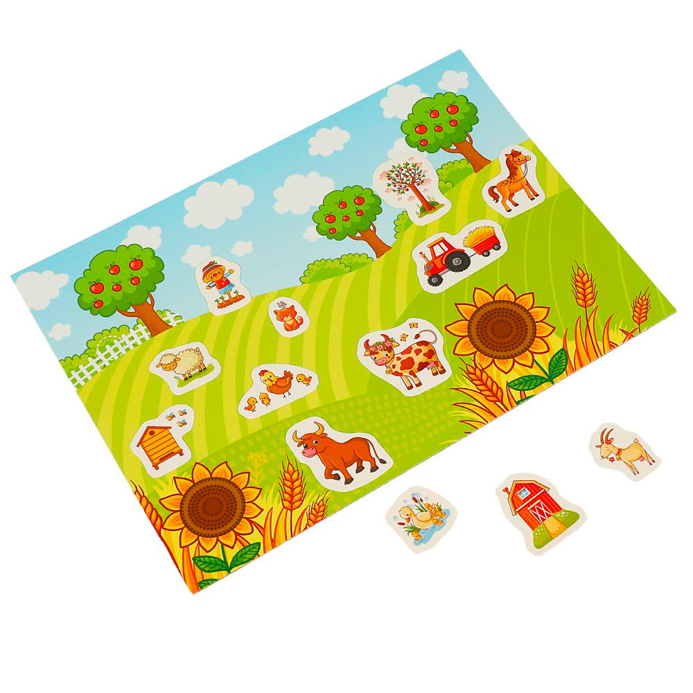 Развивающие липучки Умные игры Домашние животные 24 липучки 220х350х10 мм 359276