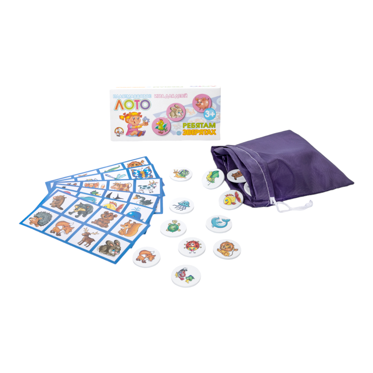Лото пластмассовое Ребятам о зверятах мал.