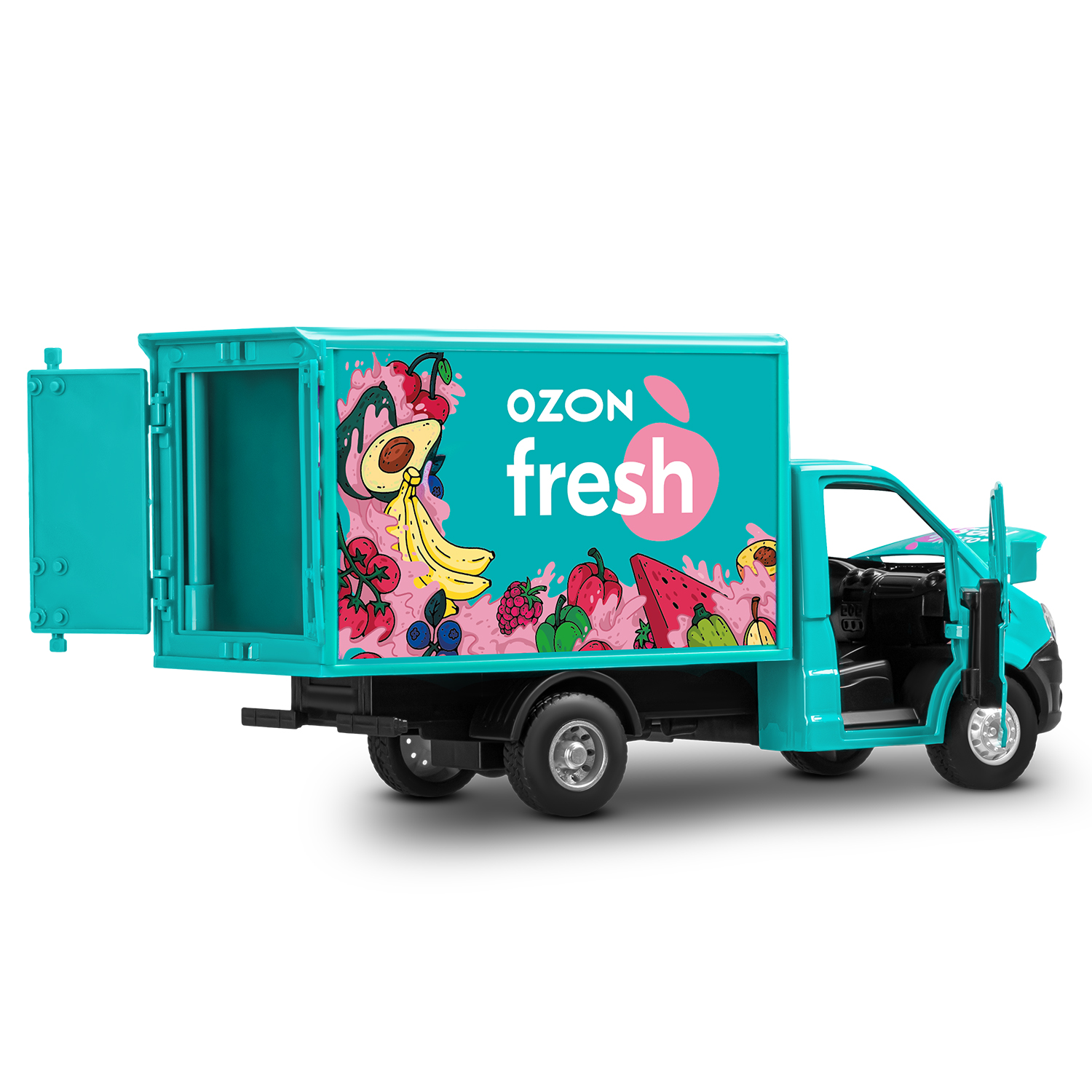 Машина метал. Автопанорама ГАЗель Next Ozon fresh зеленый откр