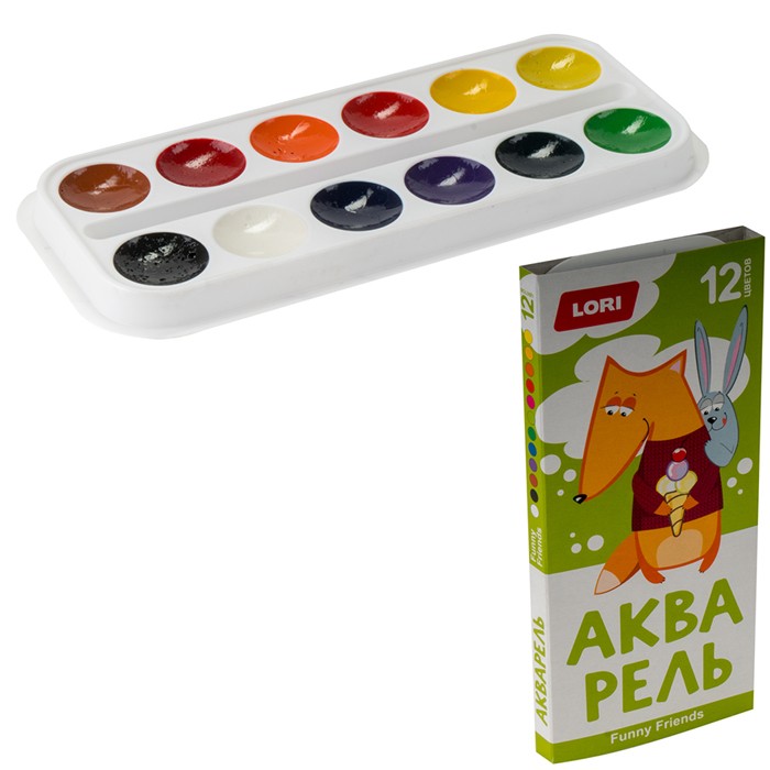 Акварель 12 цв. FUNNY FRIENDS Lori
