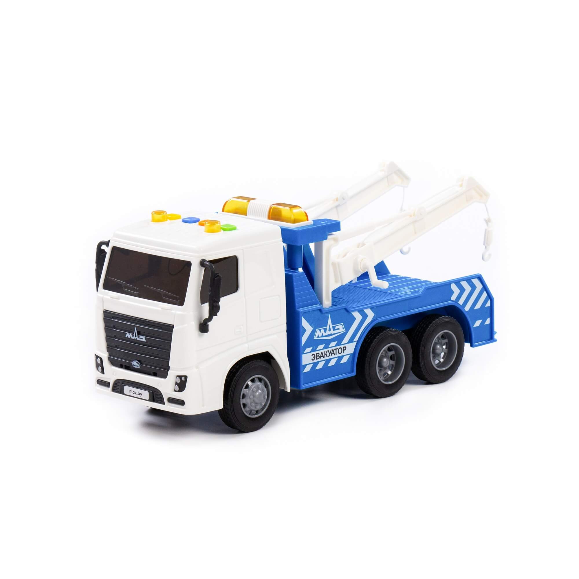 Автомобиль эвакуатор МАЗ инерционный (со светом и звуком) (в коробке)