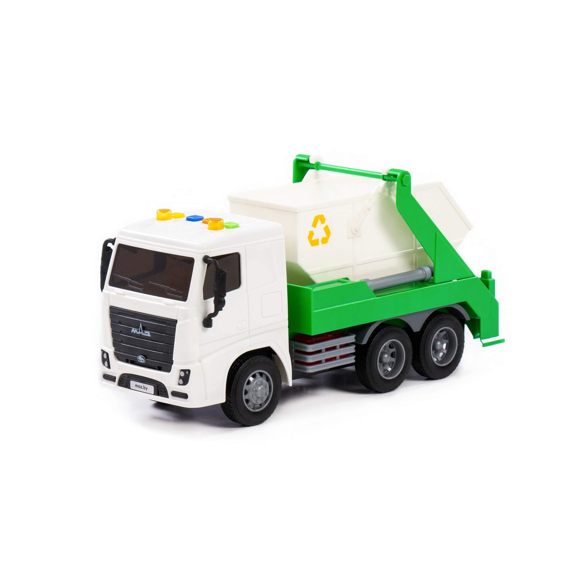 Автомобиль контейнеровоз МАЗ инерционный (со светом и звуком) (в коробке)