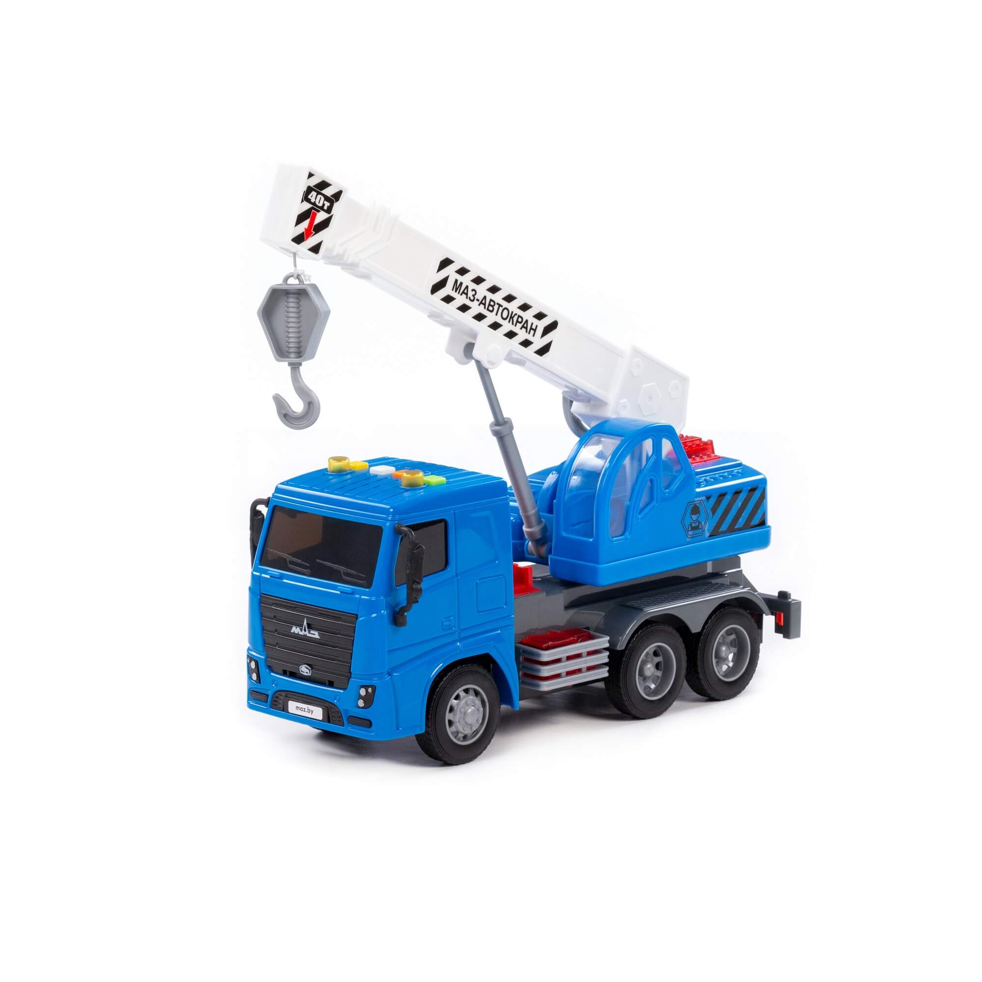 Автомобиль кран МАЗ инерционный (со светом и звуком) (в коробке)