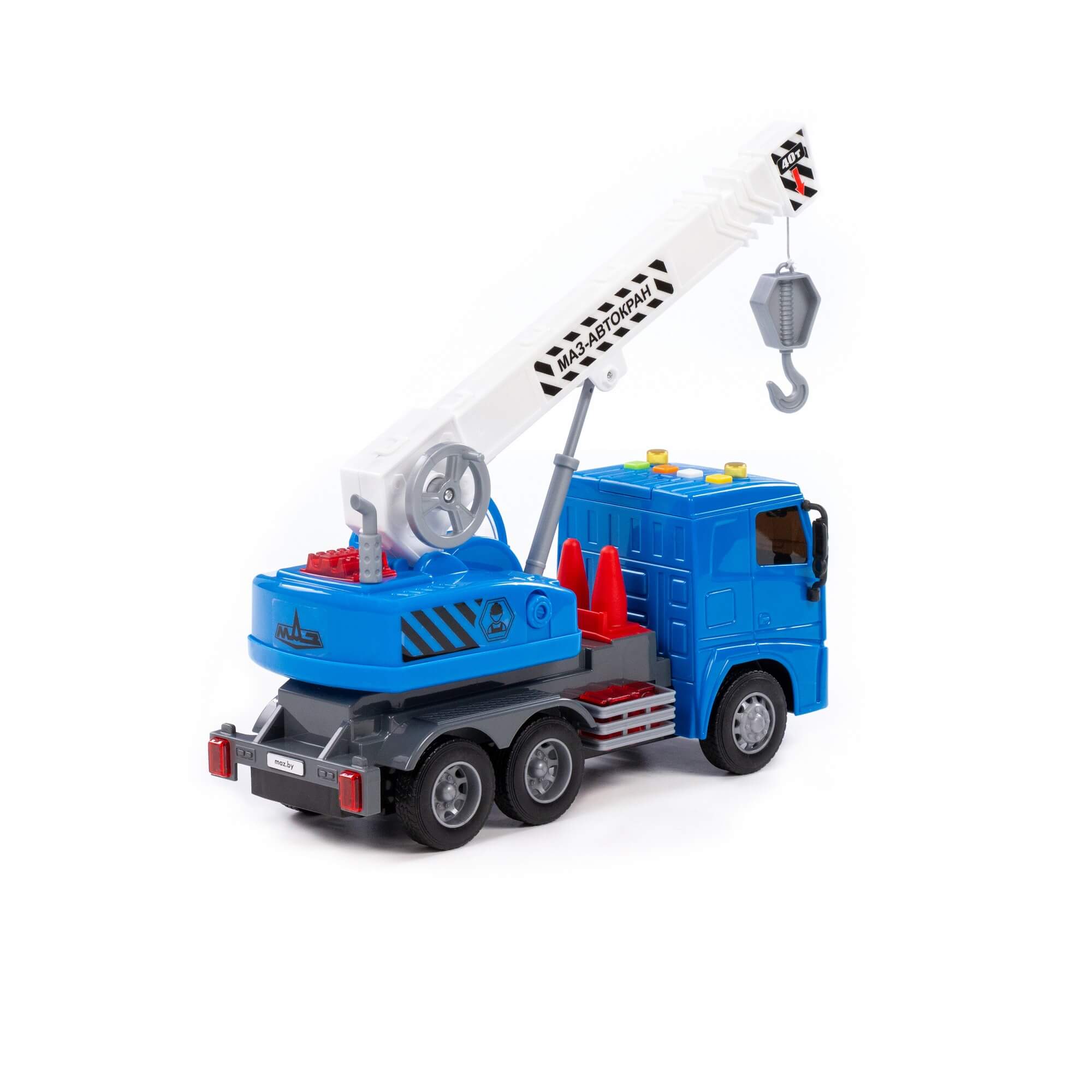 Автомобиль кран МАЗ инерционный (со светом и звуком) (в коробке)