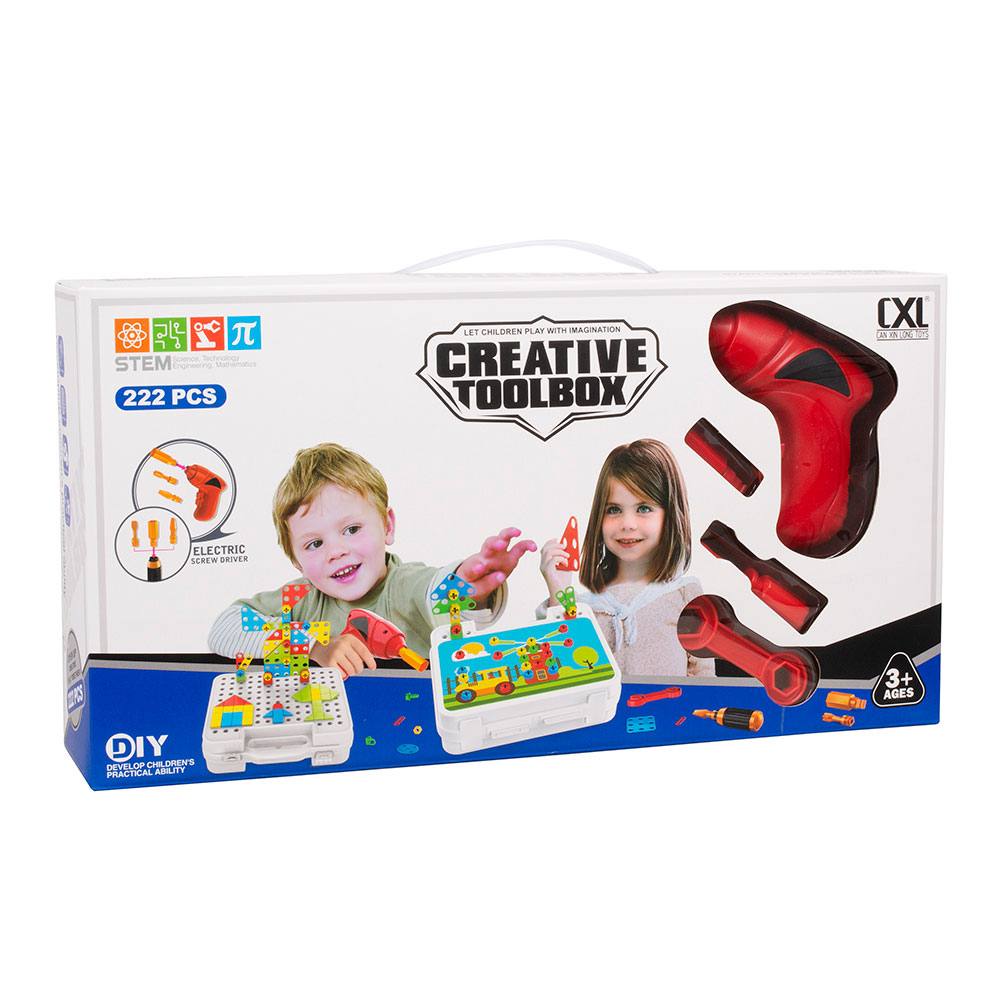 Конструктор с шуруповертом 222 детали CXL200-65C в коробке