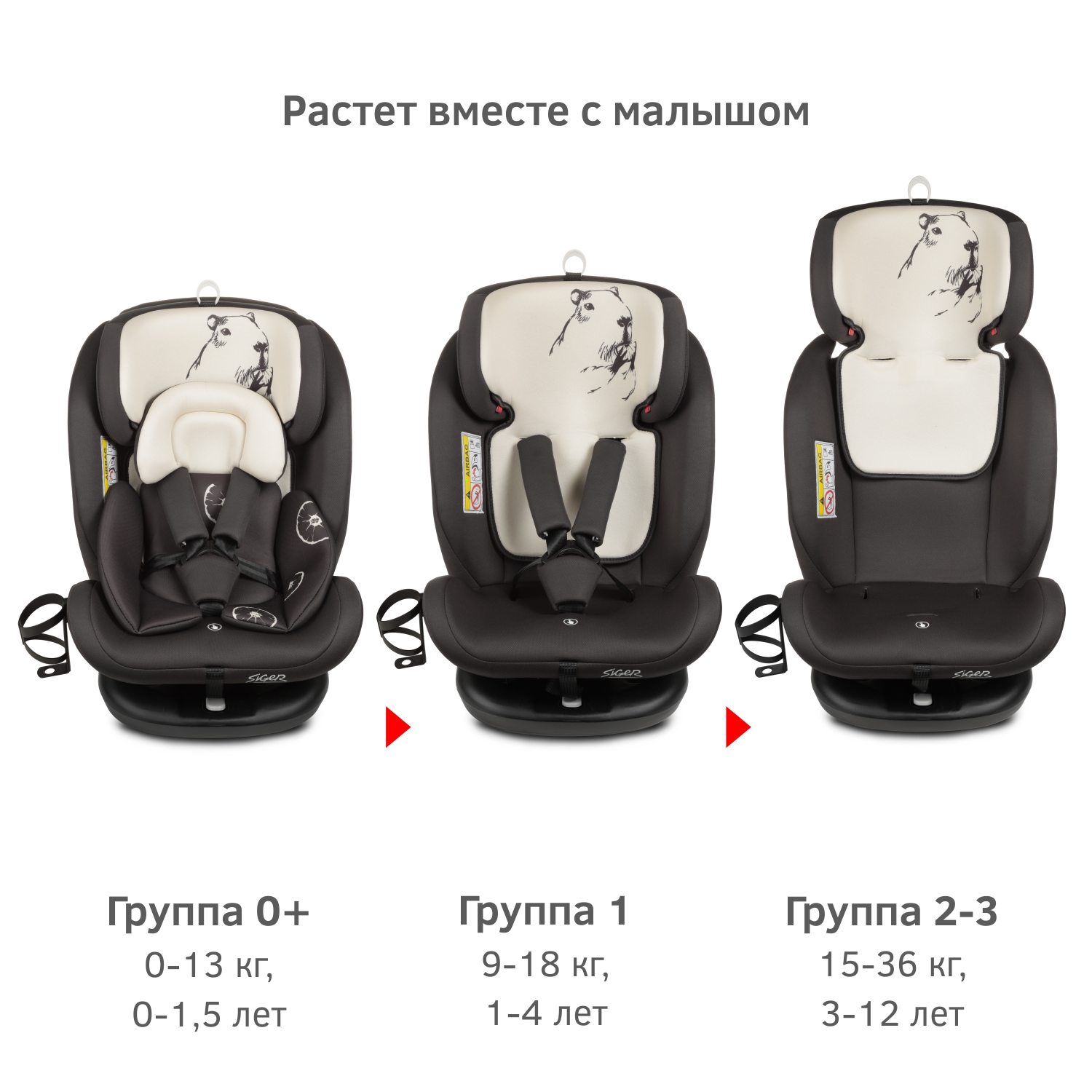 Автокресло Siger Престиж ISOFIX, гр.0+/ I/II/III, капибара