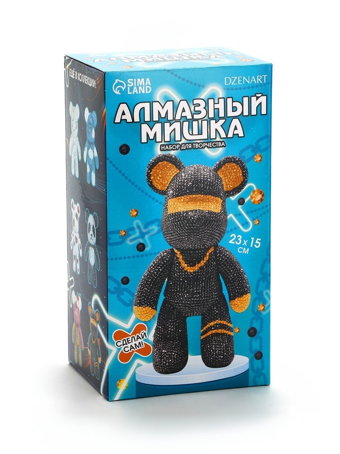 Алмазная мозаика на фигурке Модный медведь